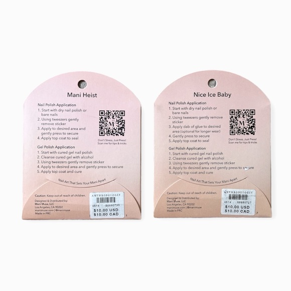 NWT Anthropologie Mani Muse Perfectly Pressed Nail Art Stickers, Set of 2 - Picture 4 of 4